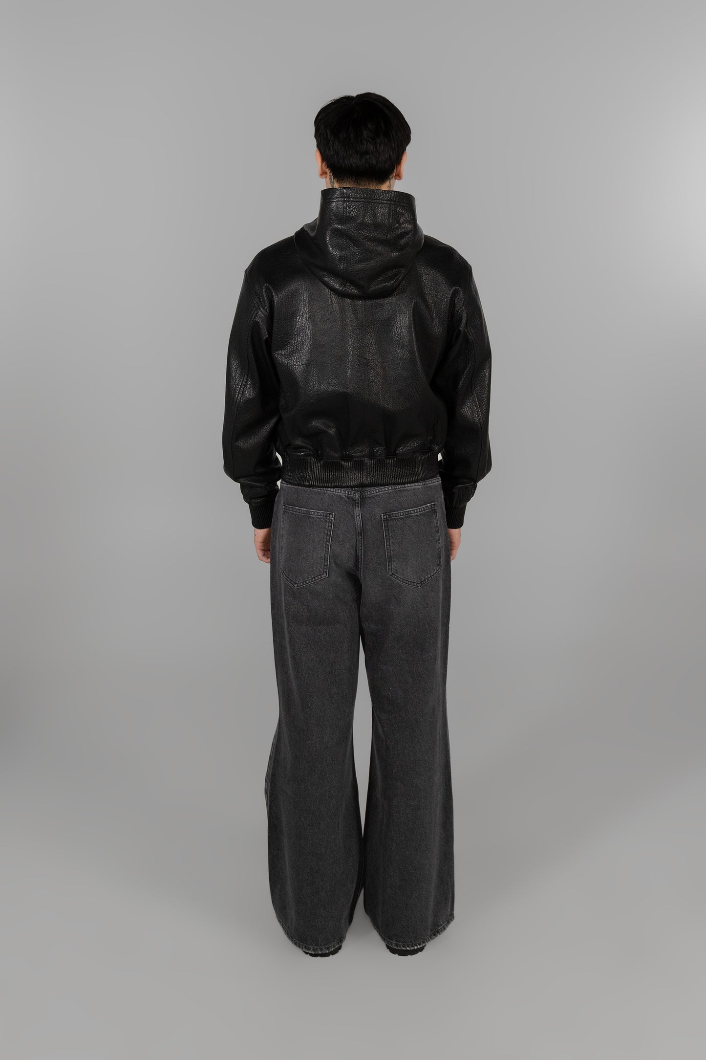 GRAIN LEATHER HOODIE