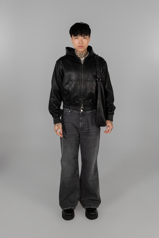 GRAIN LEATHER HOODIE