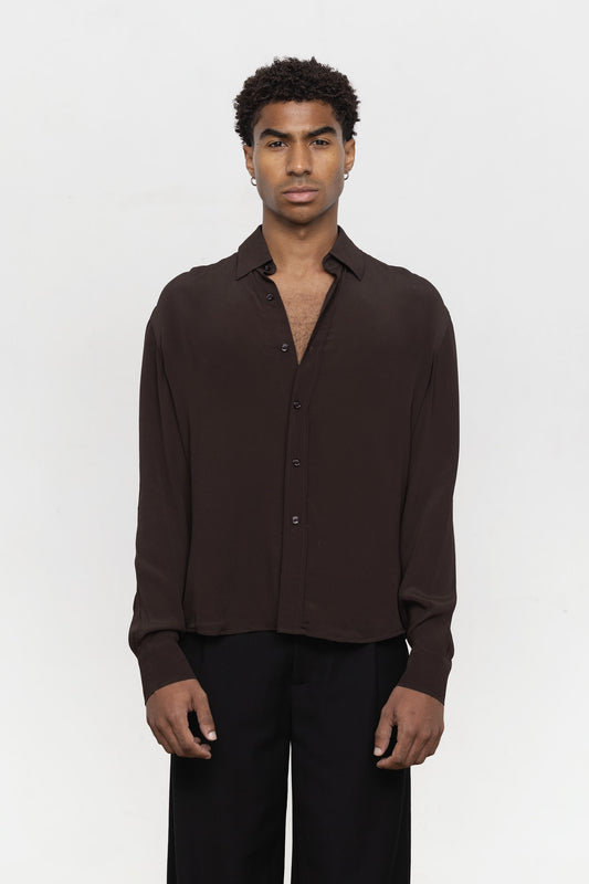 Lunet Silk Shirt - Espresso