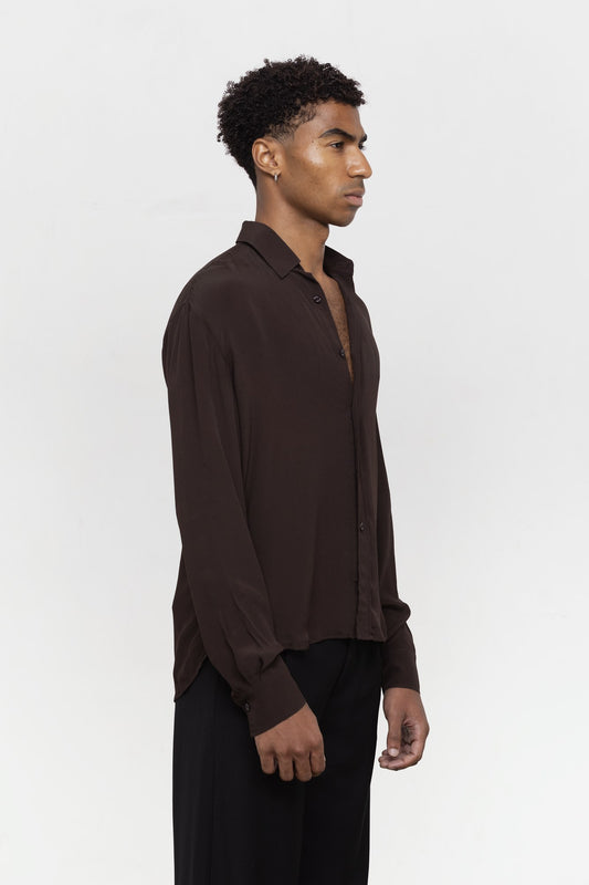 Lunet Silk Shirt - Espresso