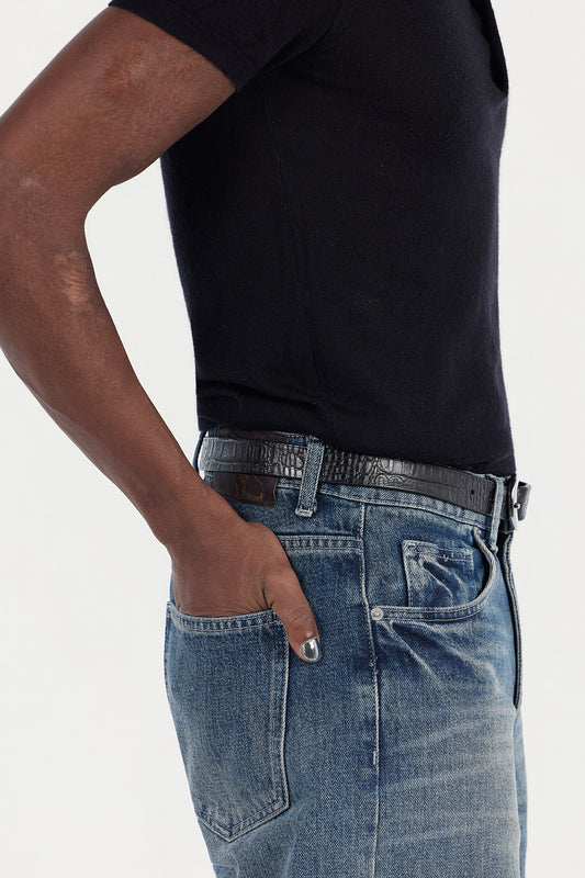 Croc Leather Belt