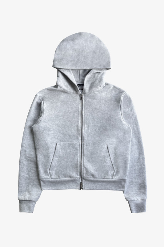 FITTED ZIP HOODIE - HEATHER GRAY