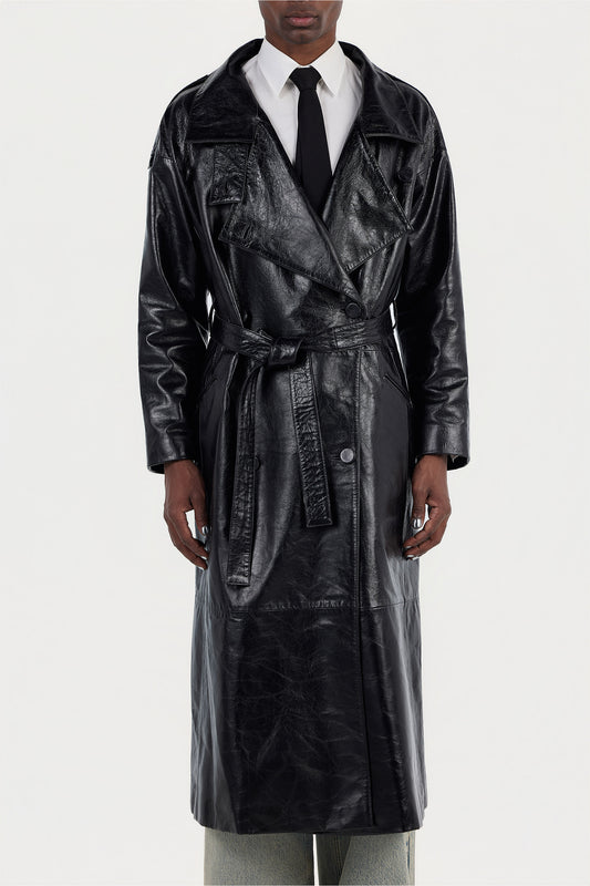 Valena Leather Trench Coat