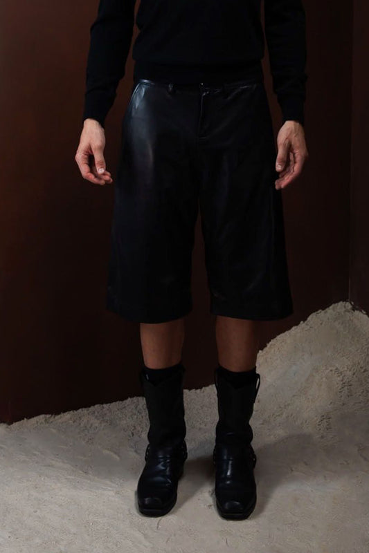 LEATHER LONG SHORTS