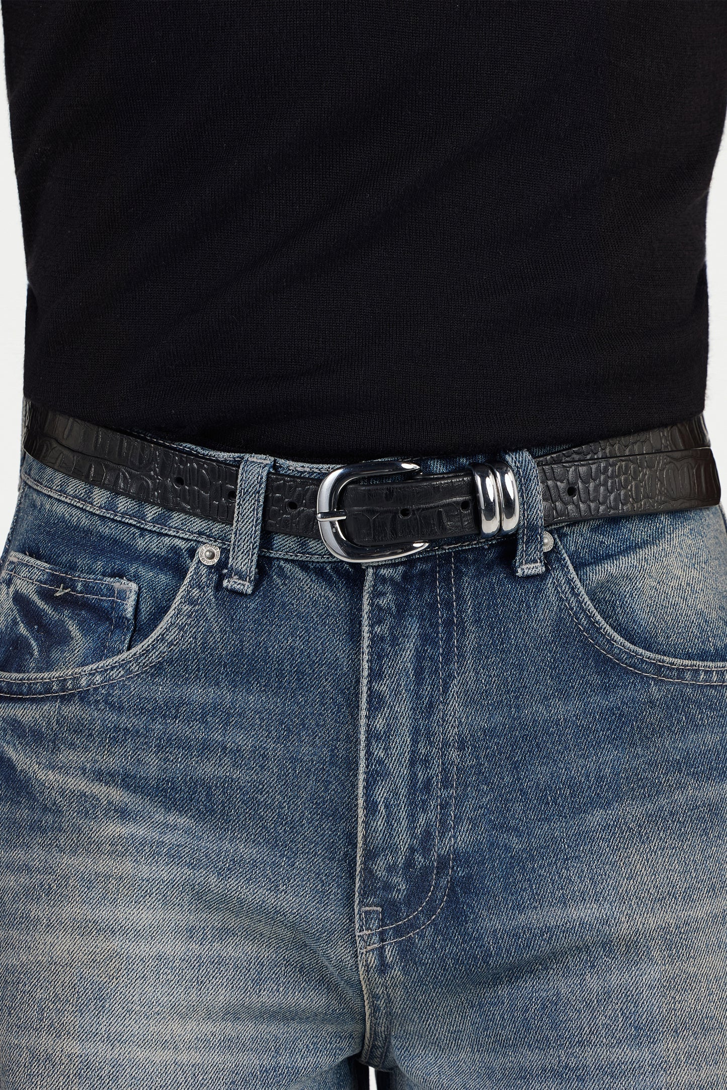 Croc Leather Belt