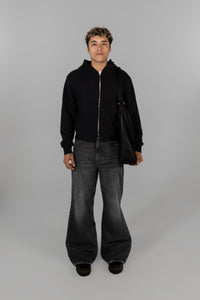 FITTED ZIP HOODIE - BLACK