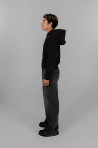 FITTED ZIP HOODIE - BLACK
