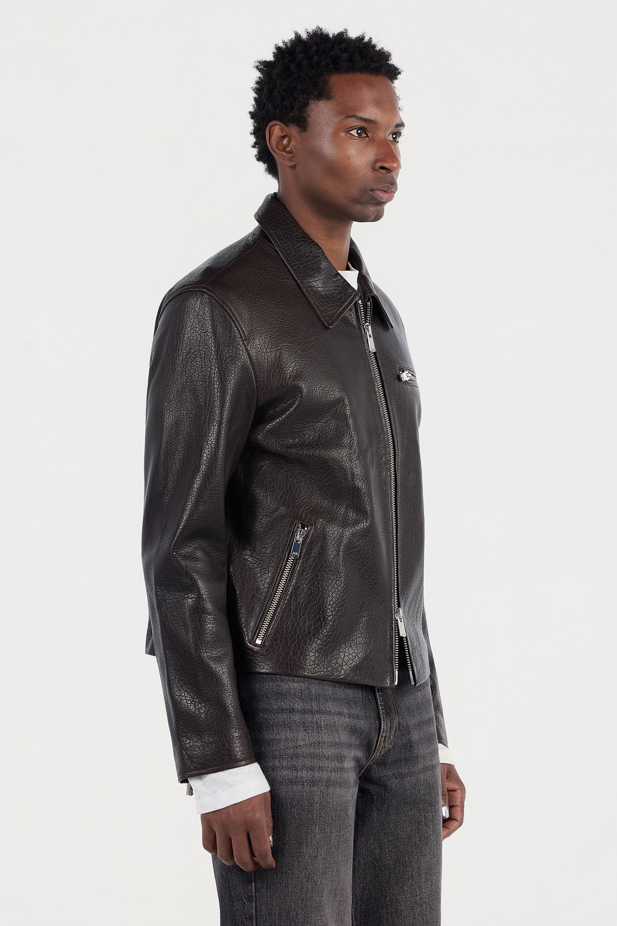 Grain Blouson Jacket - Espresso – PEARLED IVORY