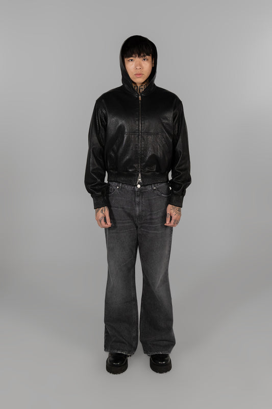 GRAIN LEATHER HOODIE