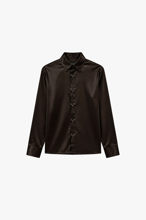 Lunet Silk Shirt - Espresso