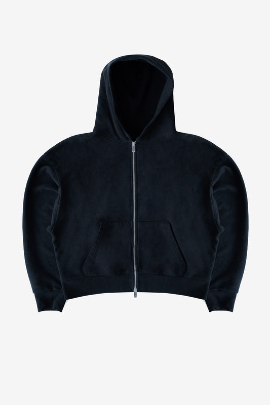 WASHED CROPPED ZIP HOODIE