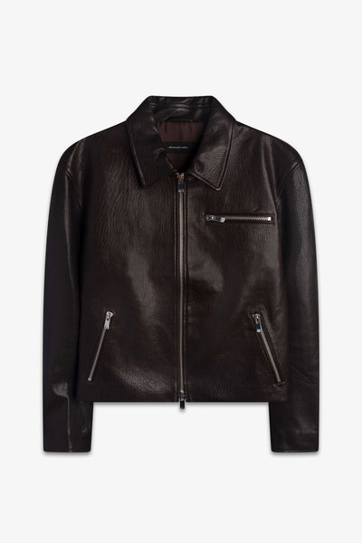 GRAIN BLOUSON JACKET (ESPRESSO) – PEARLED IVORY