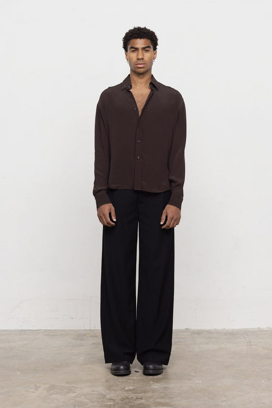 Lunet Silk Shirt - Espresso