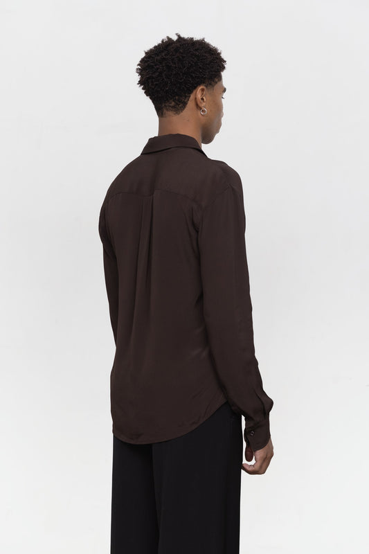 Lunet Silk Shirt - Espresso