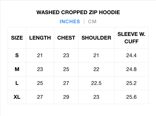 WASHED CROPPED ZIP HOODIE - BLACK – PEARLED IVORY