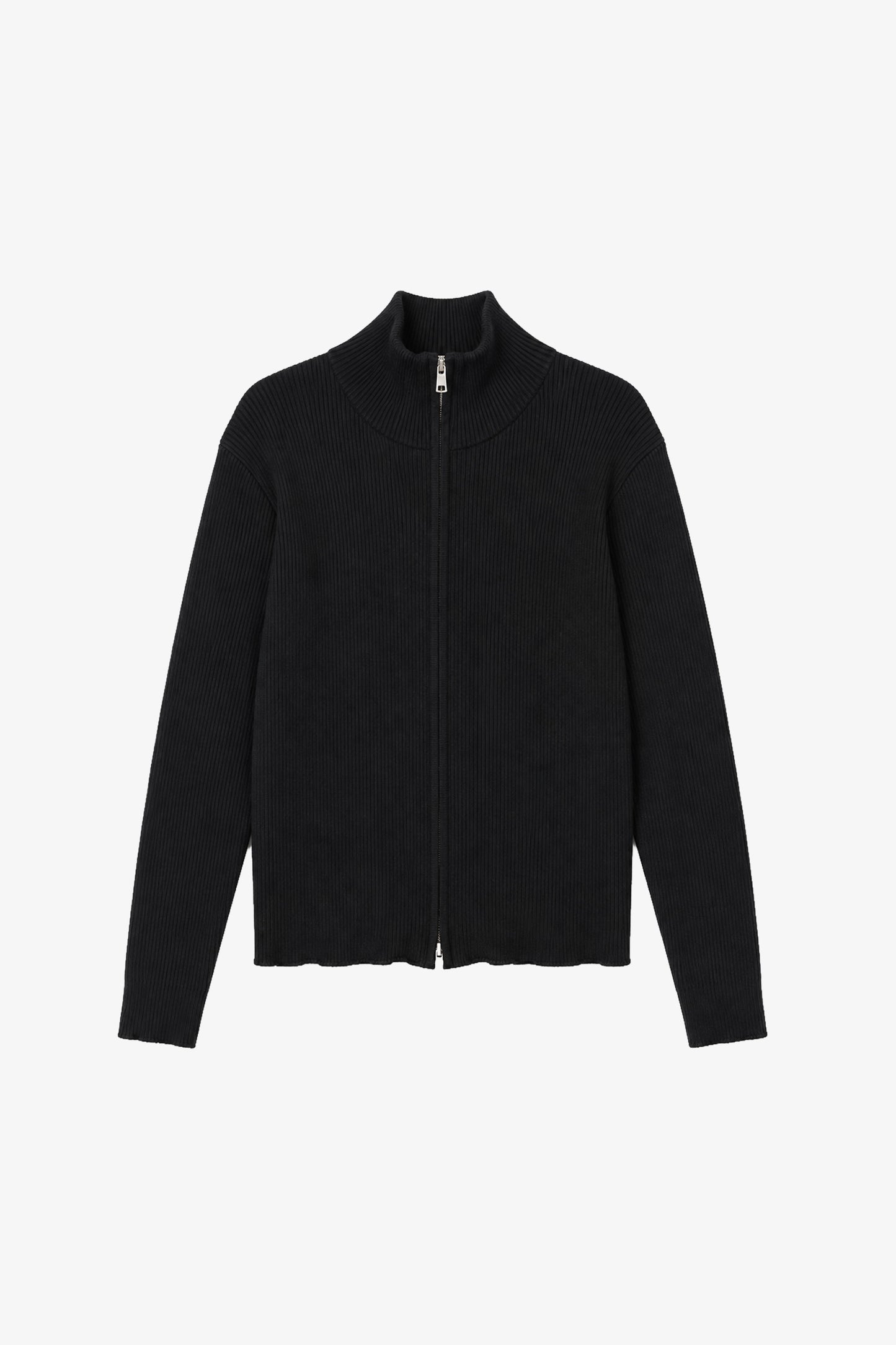 Black Knit Full Merino Wool Zip (M)