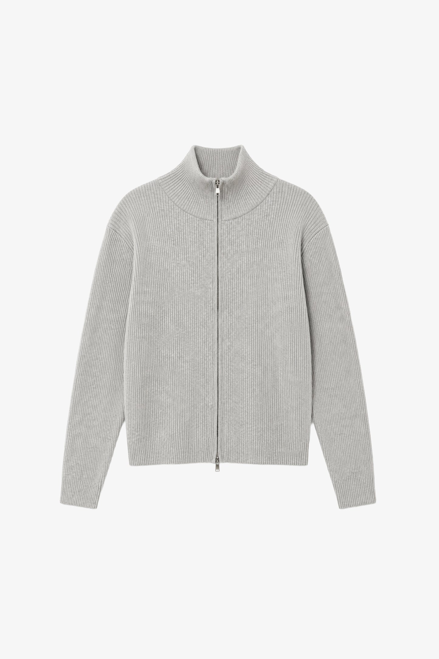 Grey Knit Full Merino Wool Zip (M)