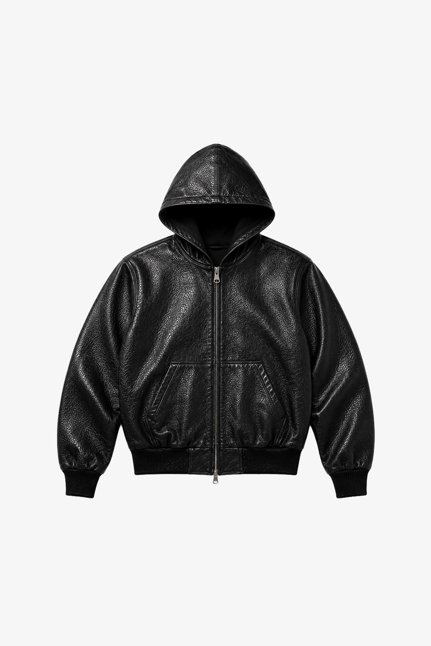 GRAIN LEATHER HOODIE