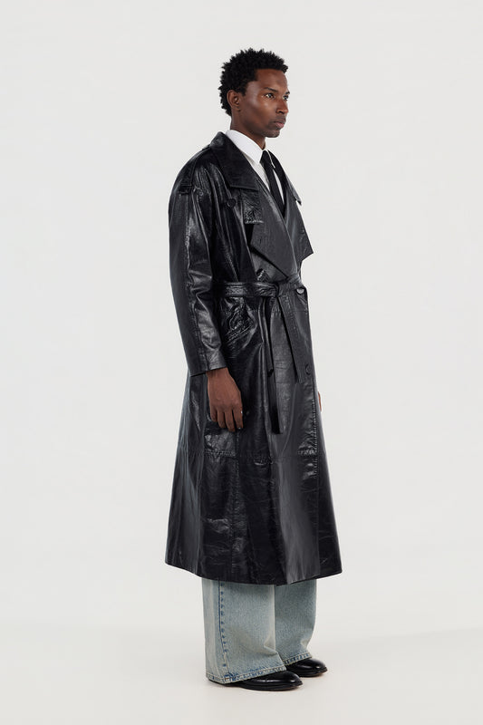 Valena Leather Trench Coat
