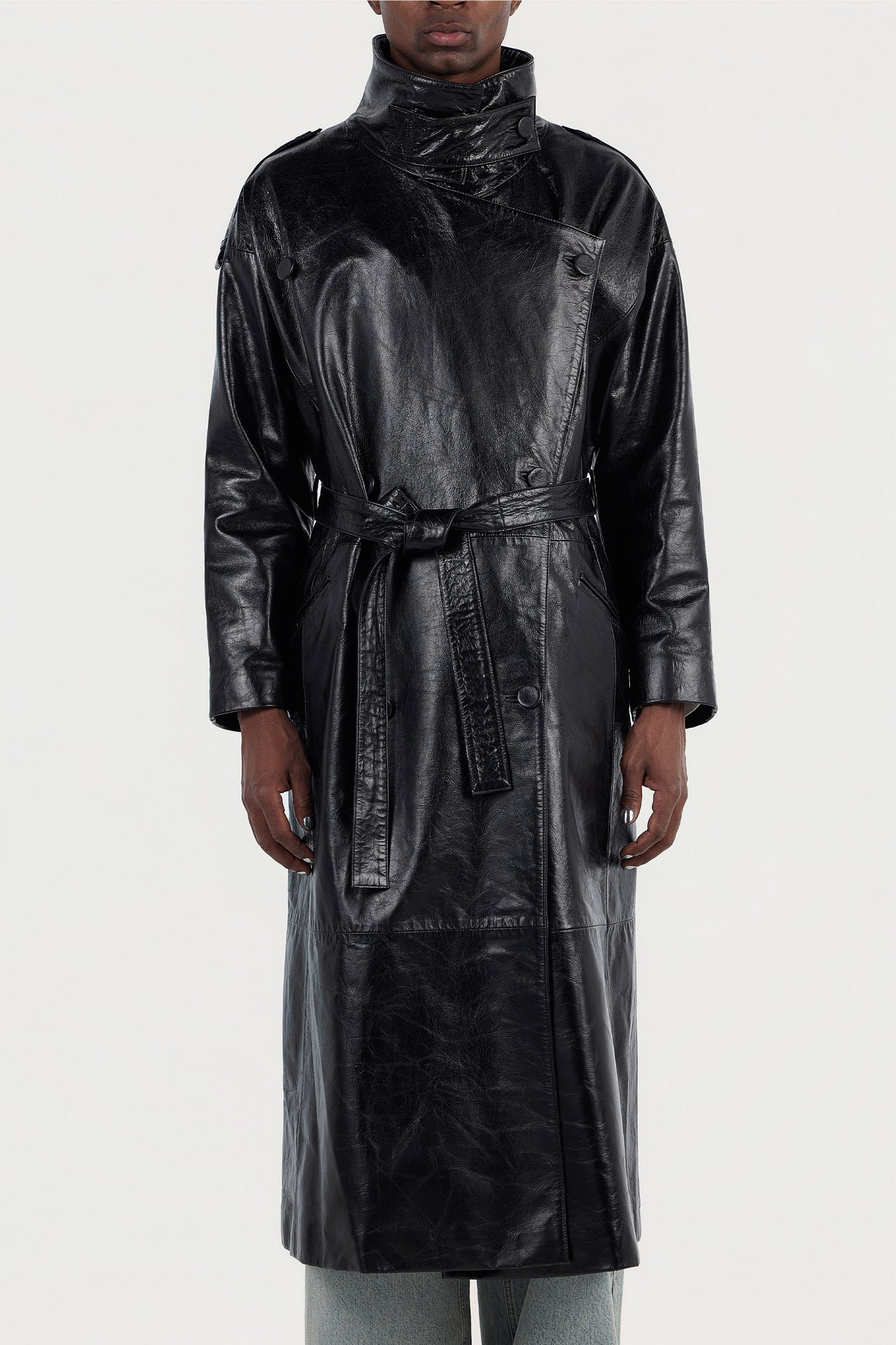 Valena Leather Trench Coat