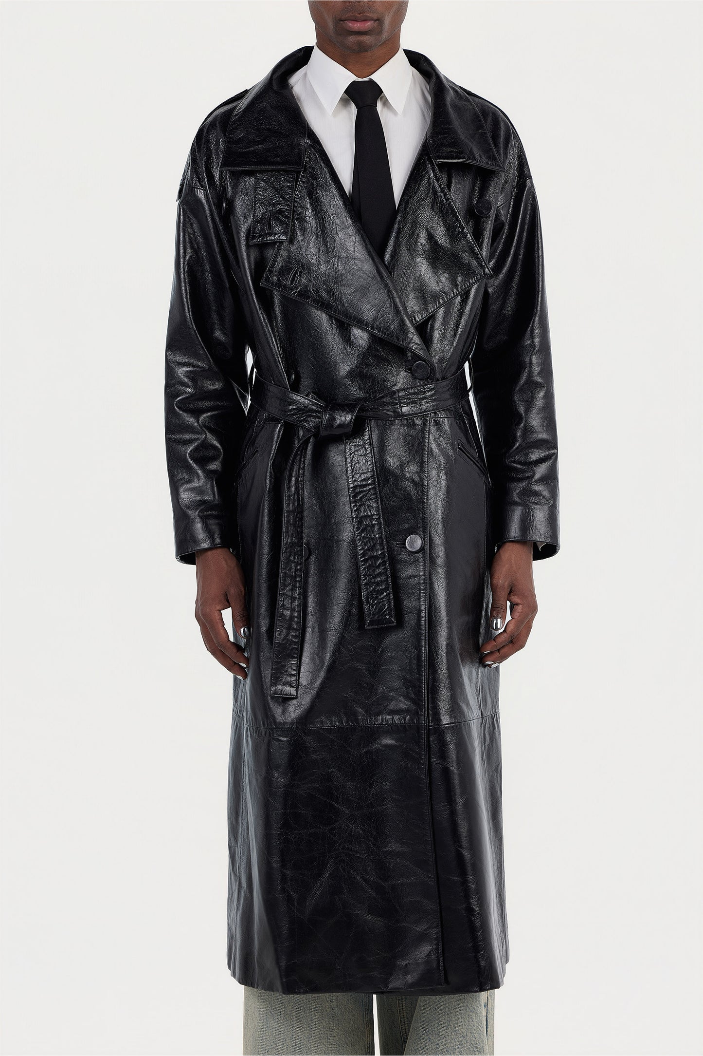 Valena Leather Trench Coat
